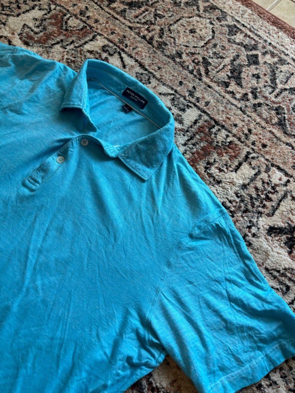 Peter Millar Collection Short Sleeve Blue Polo Size Large Made In Turkey